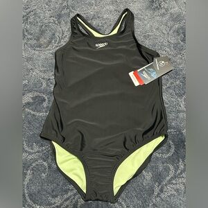 Girls Solid Racerback One Piece Black